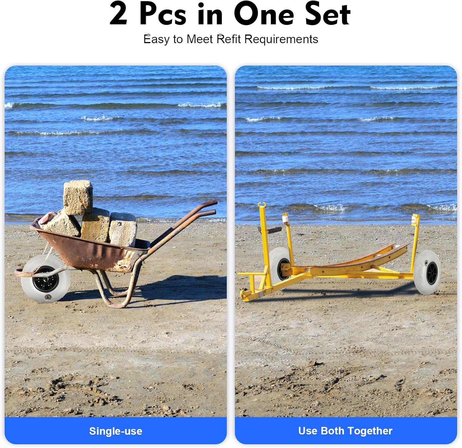Fishing Kayak Cart - Beach Balloon Wheels 2 Pack 9