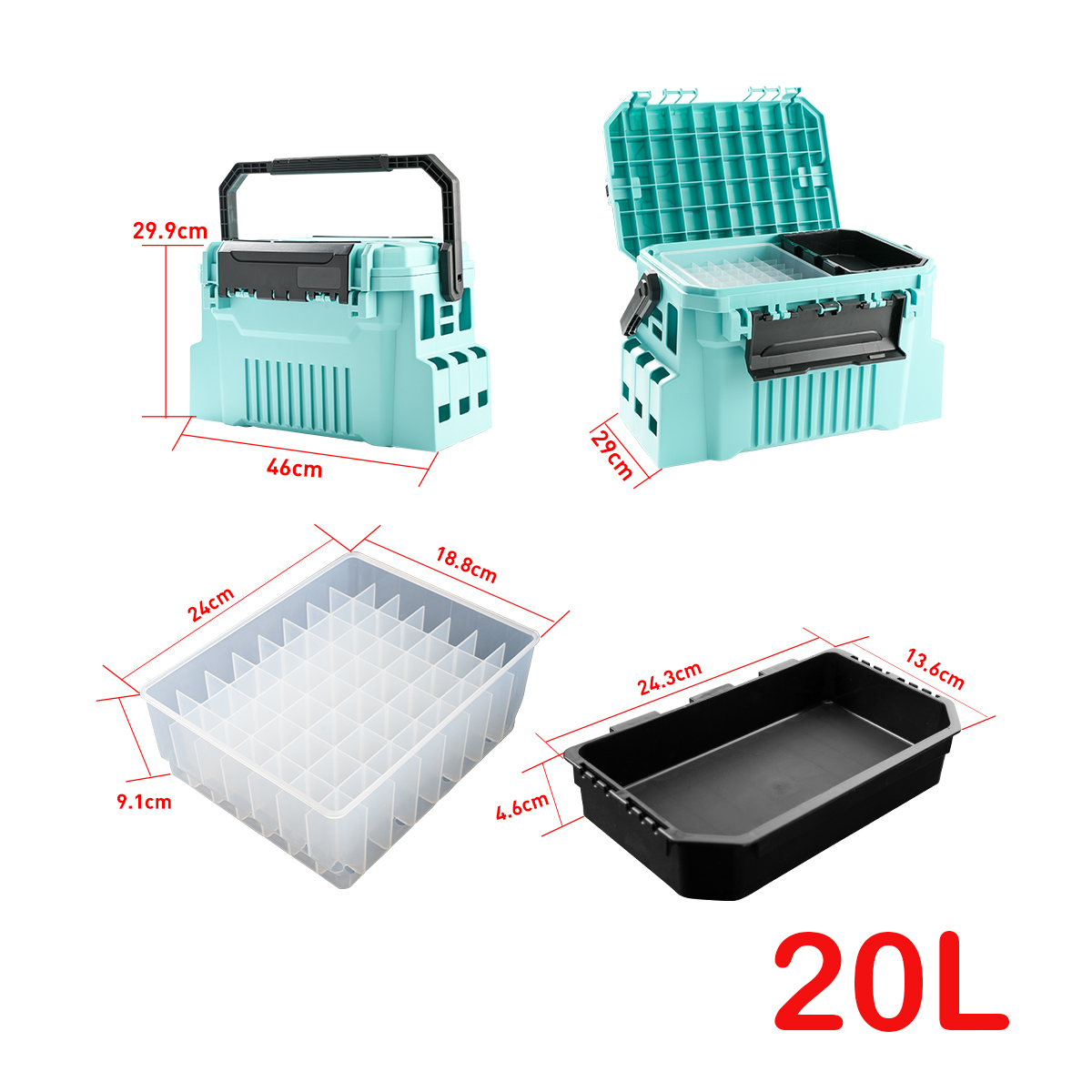 20L FIshing tackle box with eg - Fishing Kayak Crate 리뷰 및 가격