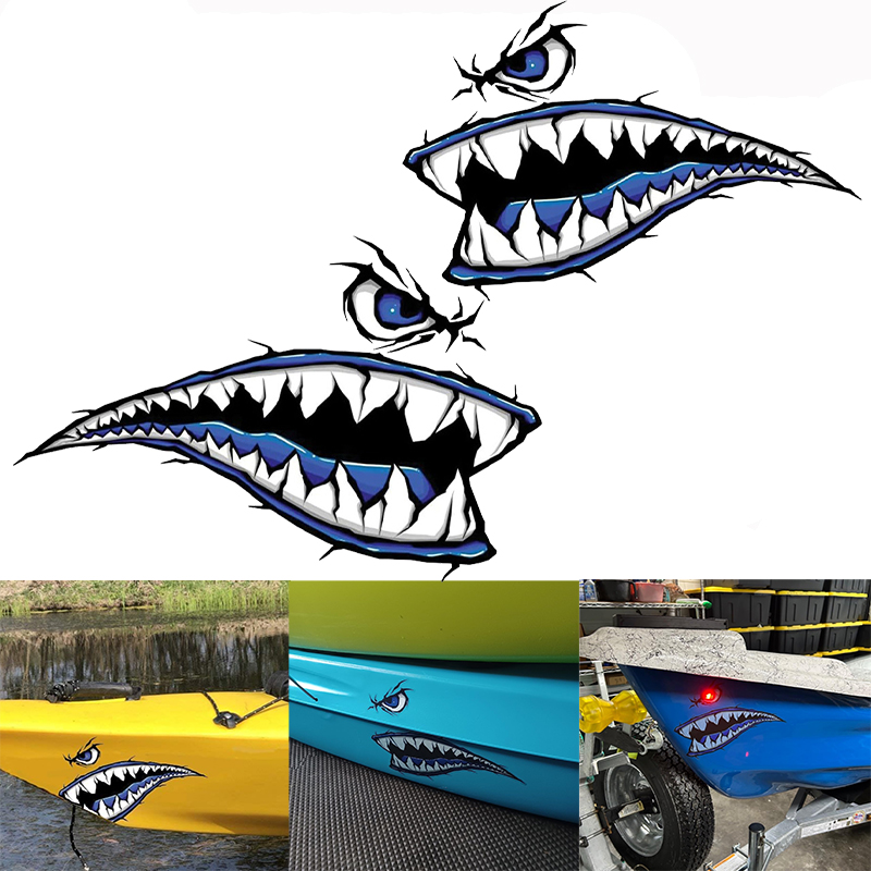 2PCS Shark Teeth Mouth Boat St - Fishing Kayak Sit On Top 리뷰 및 가격